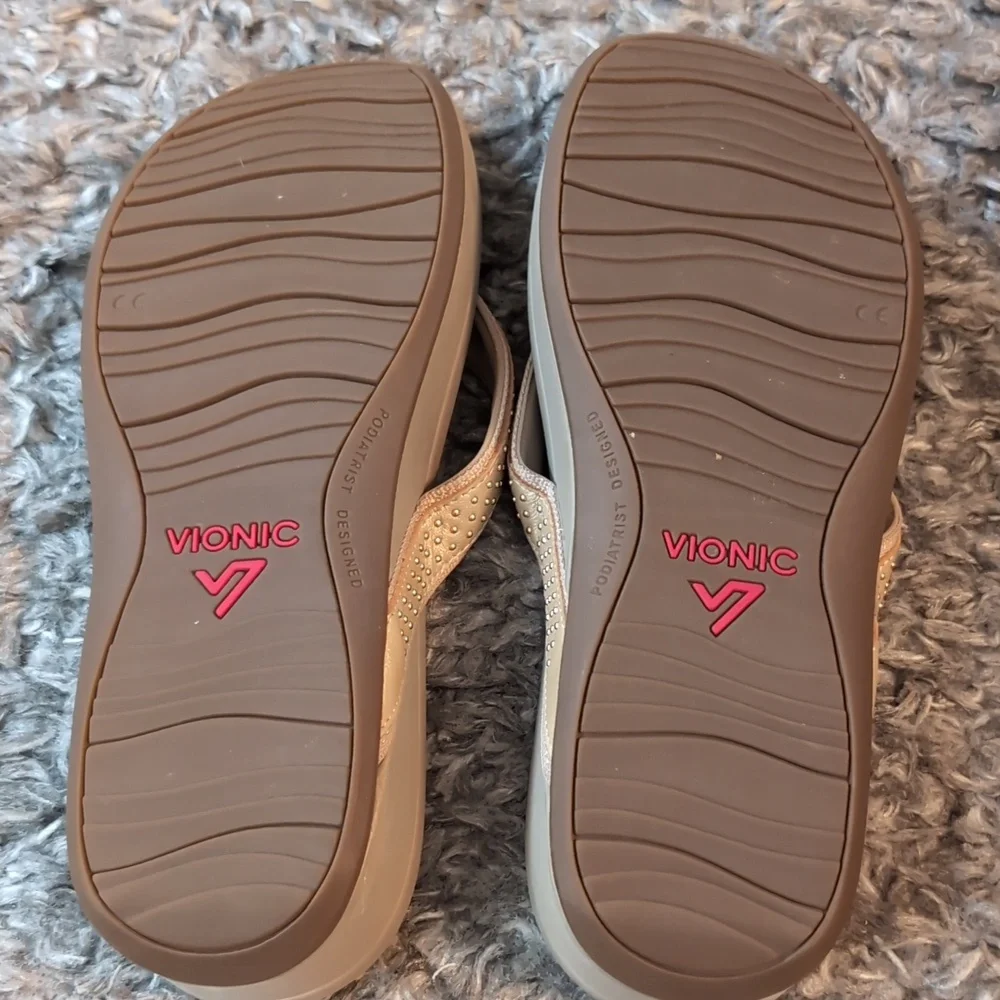 Vionic Beige Studded Women's Sandals - Picture 4 of 5